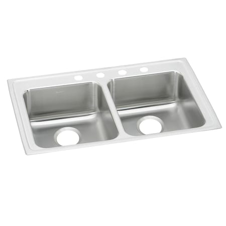 Lustertone Stainless Steel 29 X 22 X 5 Equal Double Bowl Top Mount Ada Sink